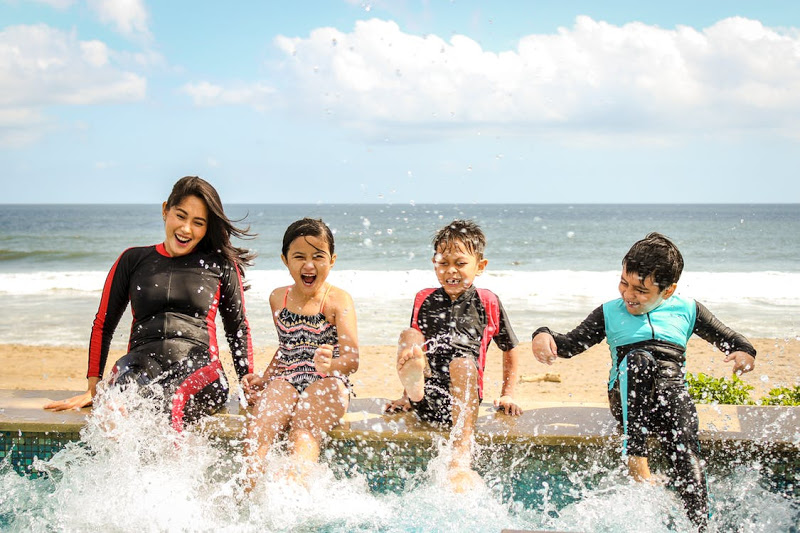 Children Engage in Swimming