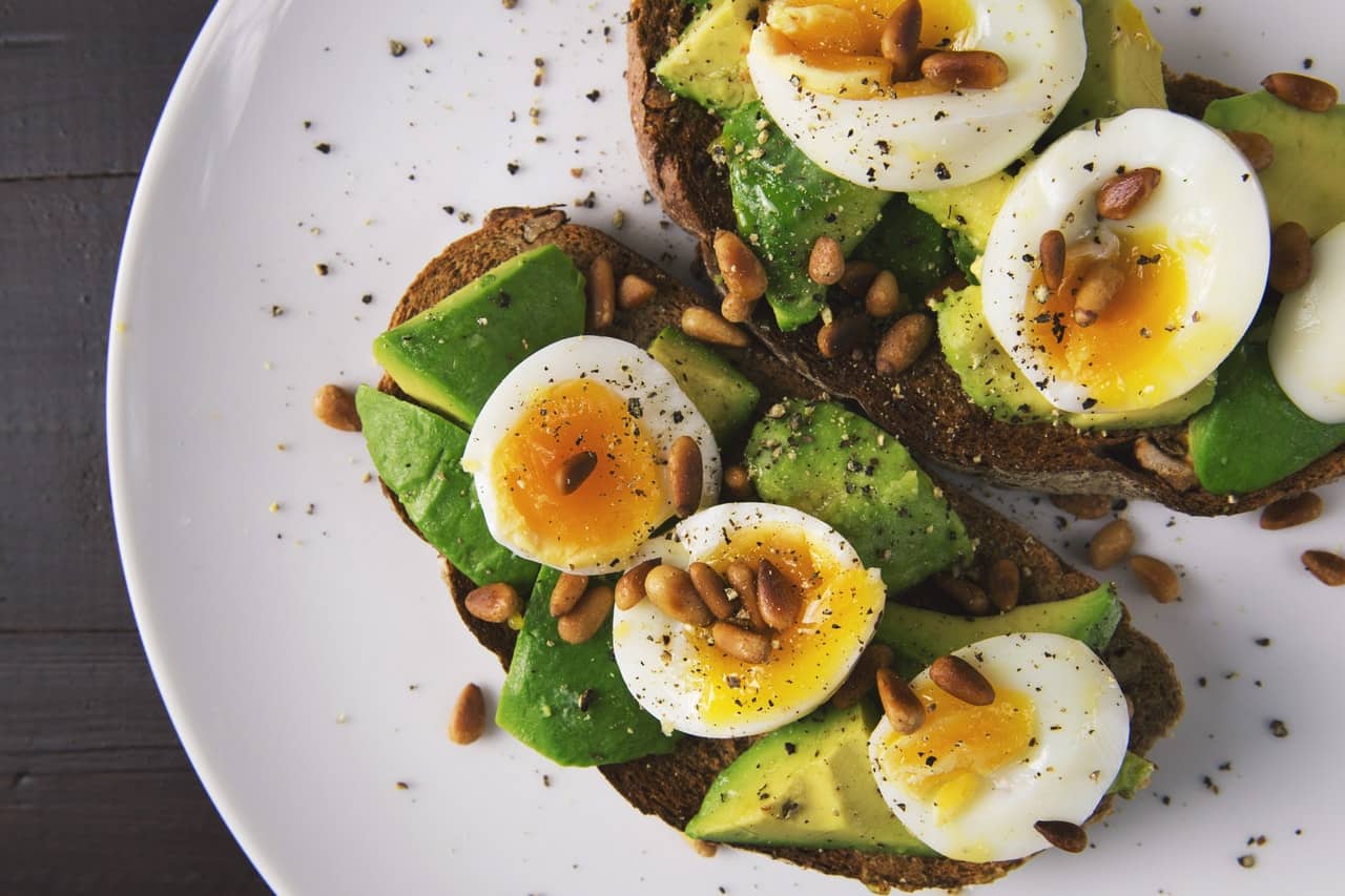 Healthy breakfast with avocado and egg